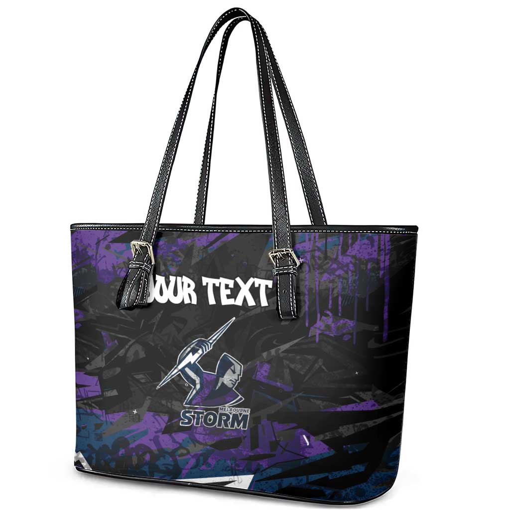Personalized Melbourne Storm Leather Tote Bag Graffiti Grunge Abstract Urban Street Style Design