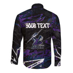 Personalized Melbourne Storm Long Sleeve Button Shirt Graffiti Grunge Abstract Urban Street Style Design