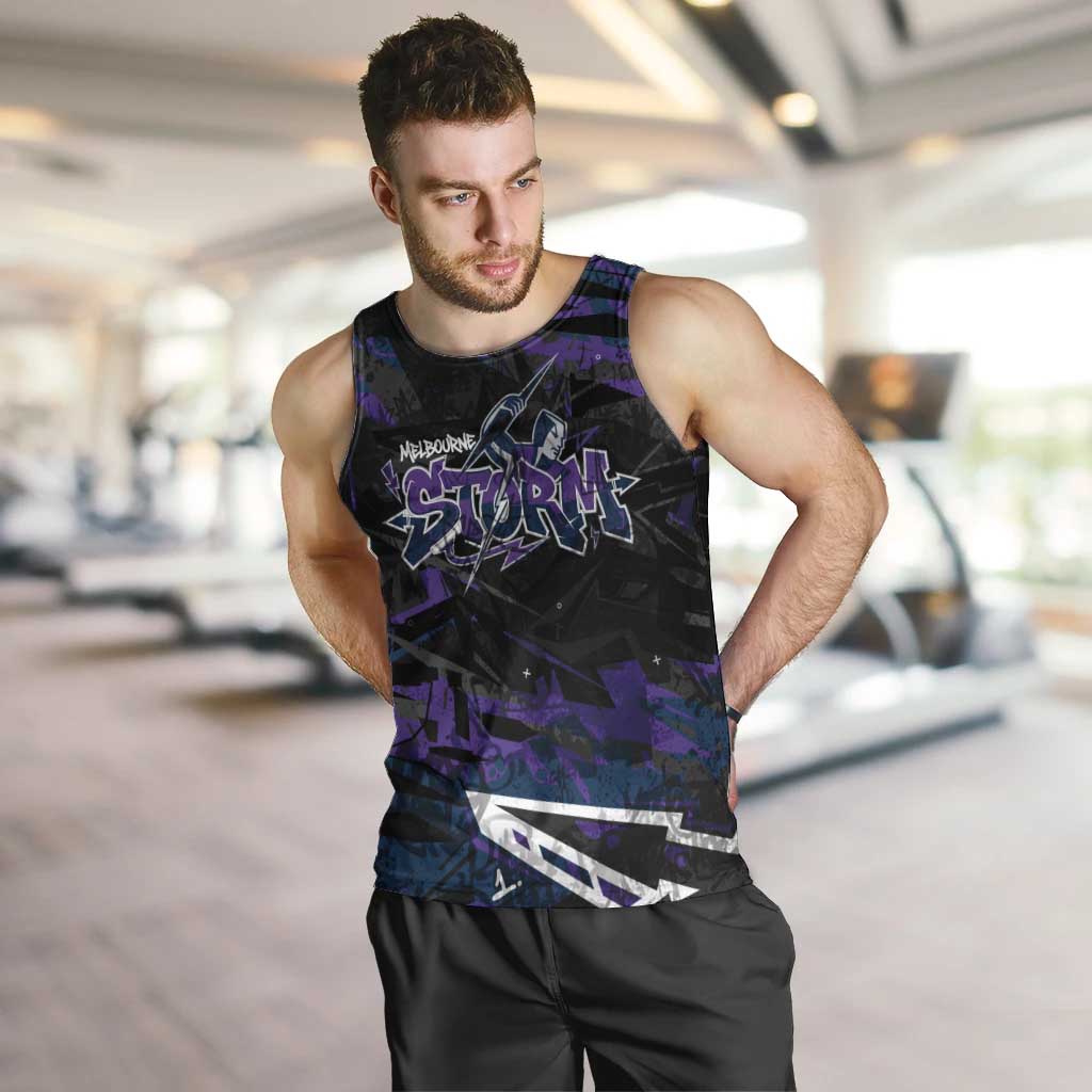 Personalized Melbourne Storm Men Tank Top Graffiti Grunge Abstract Urban Street Style Design