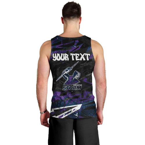 Personalized Melbourne Storm Men Tank Top Graffiti Grunge Abstract Urban Street Style Design