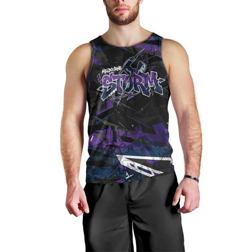 Personalized Melbourne Storm Men Tank Top Graffiti Grunge Abstract Urban Street Style Design