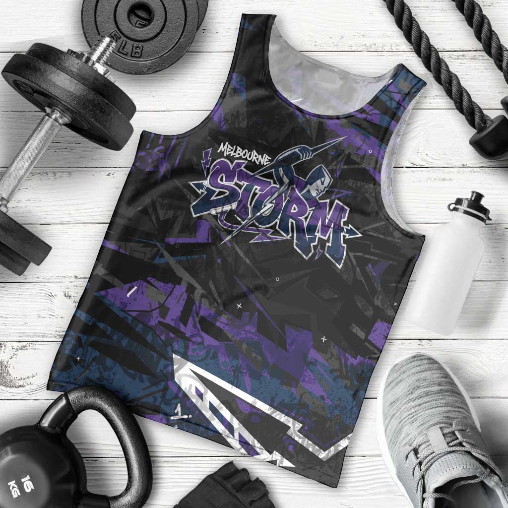 Personalized Melbourne Storm Men Tank Top Graffiti Grunge Abstract Urban Street Style Design