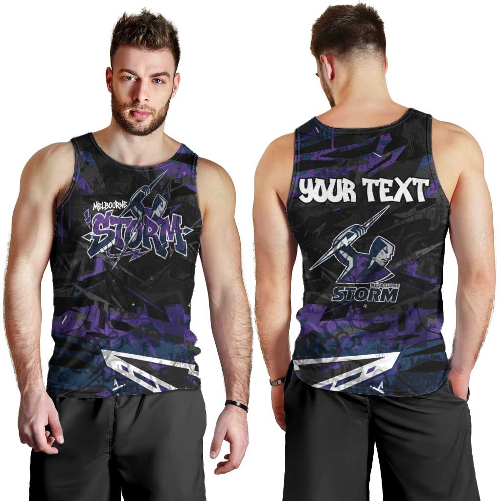Personalized Melbourne Storm Men Tank Top Graffiti Grunge Abstract Urban Street Style Design