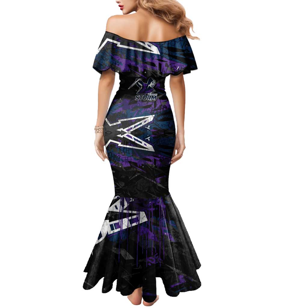 Personalized Melbourne Storm Mermaid Dress Graffiti Grunge Abstract Urban Street Style Design