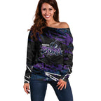 Personalized Melbourne Storm Off Shoulder Sweater Graffiti Grunge Abstract Urban Street Style Design