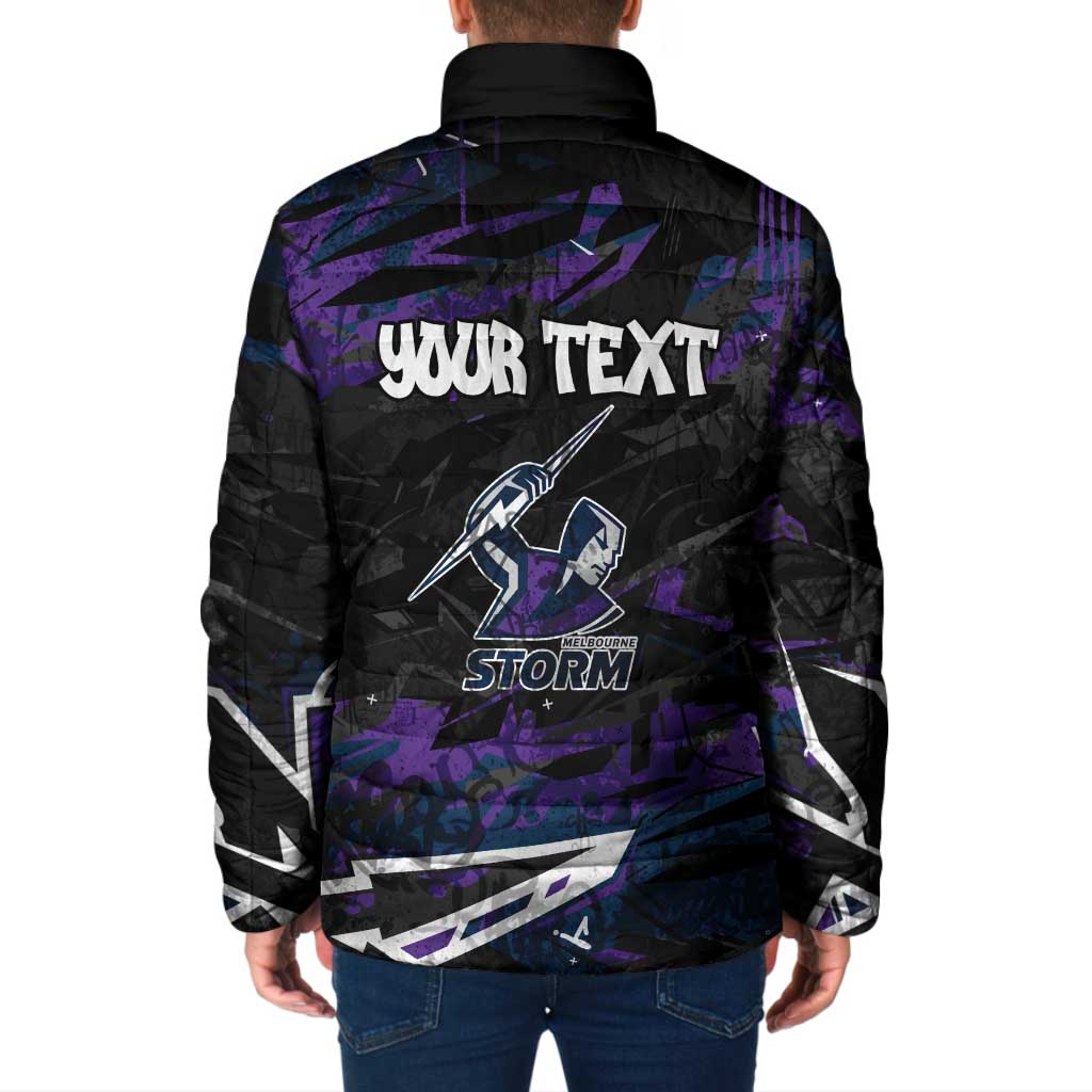 Personalized Melbourne Storm Padded Jacket Graffiti Grunge Abstract Urban Street Style Design