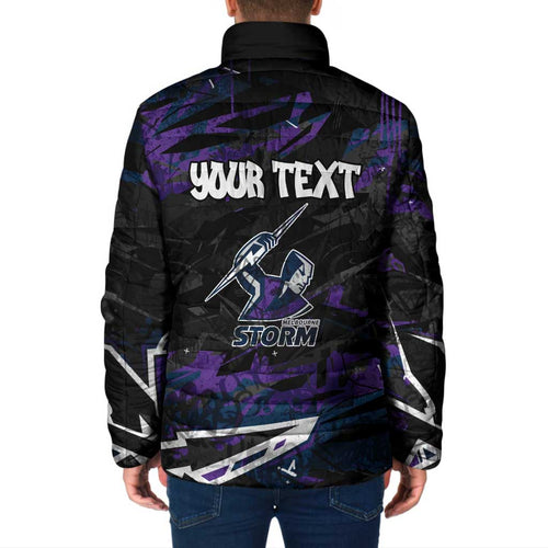 Personalized Melbourne Storm Padded Jacket Graffiti Grunge Abstract Urban Street Style Design