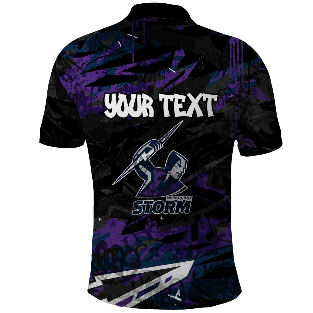 Personalized Melbourne Storm Polo Shirt Graffiti Grunge Abstract Urban Street Style Design