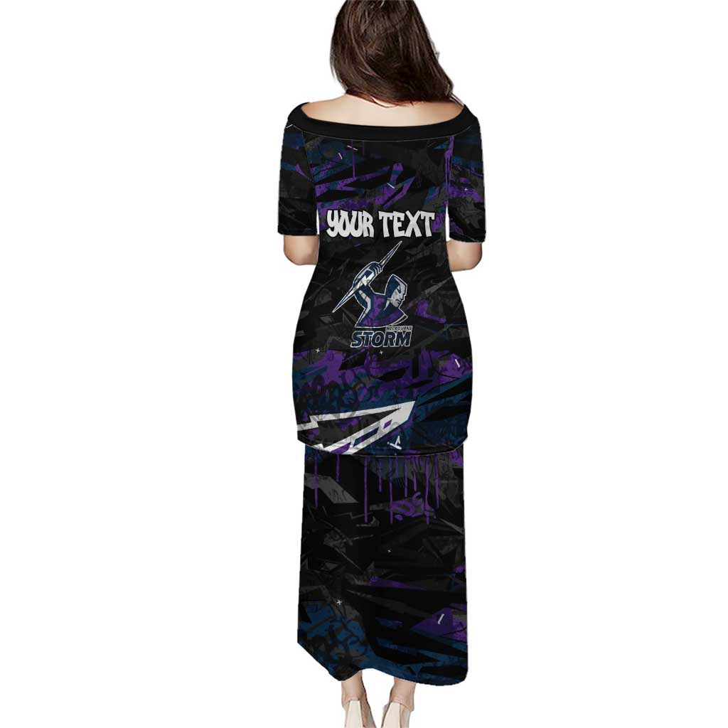 Personalized Melbourne Storm Puletasi Graffiti Grunge Abstract Urban Street Style Design
