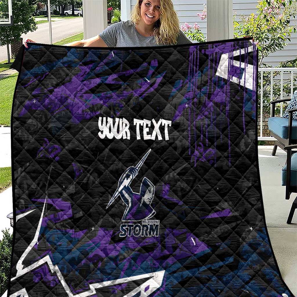 Personalized Melbourne Storm Quilt Graffiti Grunge Abstract Urban Street Style Design