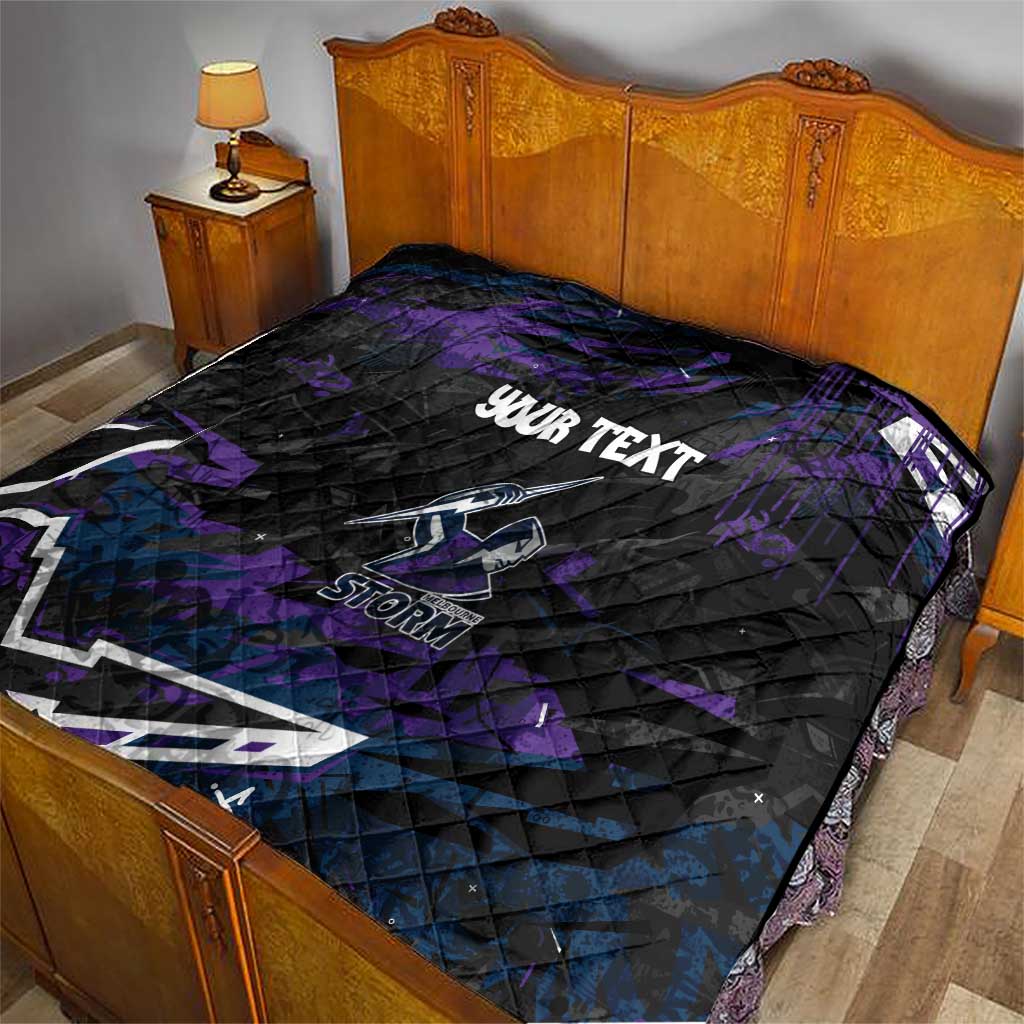 Personalized Melbourne Storm Quilt Graffiti Grunge Abstract Urban Street Style Design