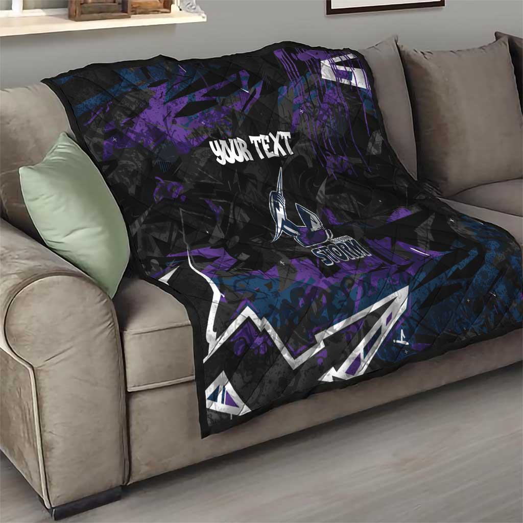 Personalized Melbourne Storm Quilt Graffiti Grunge Abstract Urban Street Style Design