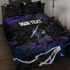 Personalized Melbourne Storm Quilt Bed Set Graffiti Grunge Abstract Urban Street Style Design