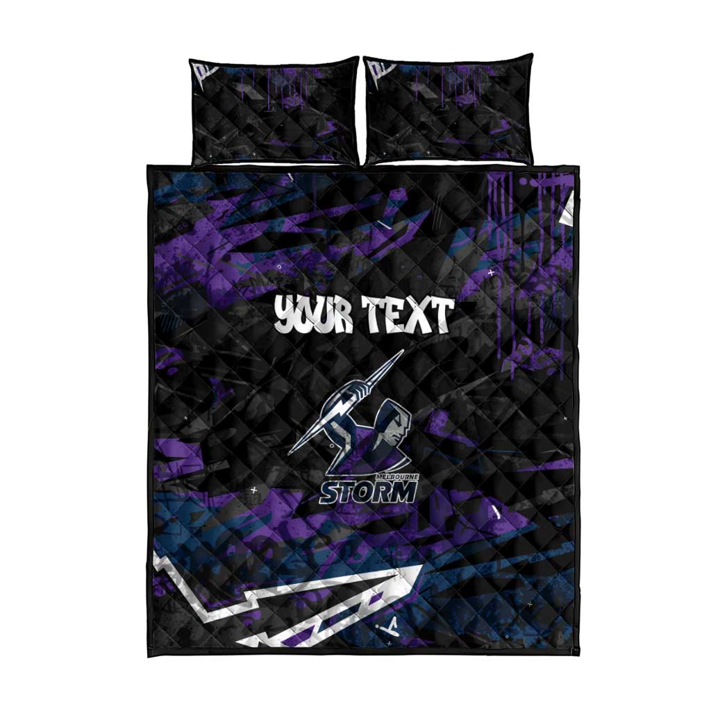 Personalized Melbourne Storm Quilt Bed Set Graffiti Grunge Abstract Urban Street Style Design
