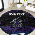 Personalized Melbourne Storm Round Carpet Graffiti Grunge Abstract Urban Street Style Design