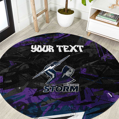 Personalized Melbourne Storm Round Carpet Graffiti Grunge Abstract Urban Street Style Design