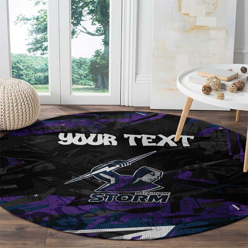 Personalized Melbourne Storm Round Carpet Graffiti Grunge Abstract Urban Street Style Design