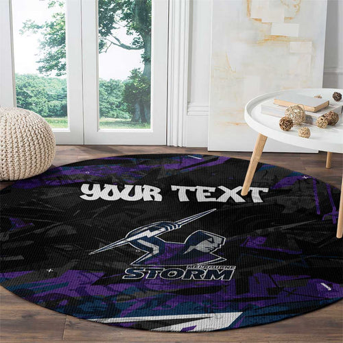 Personalized Melbourne Storm Round Carpet Graffiti Grunge Abstract Urban Street Style Design