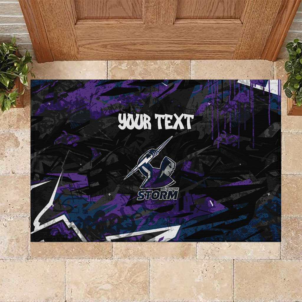 Personalized Melbourne Storm Rubber Doormat Graffiti Grunge Abstract Urban Street Style Design