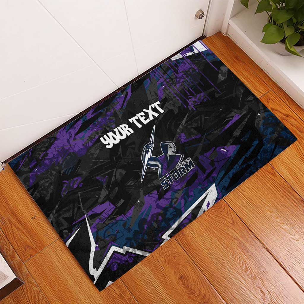 Personalized Melbourne Storm Rubber Doormat Graffiti Grunge Abstract Urban Street Style Design