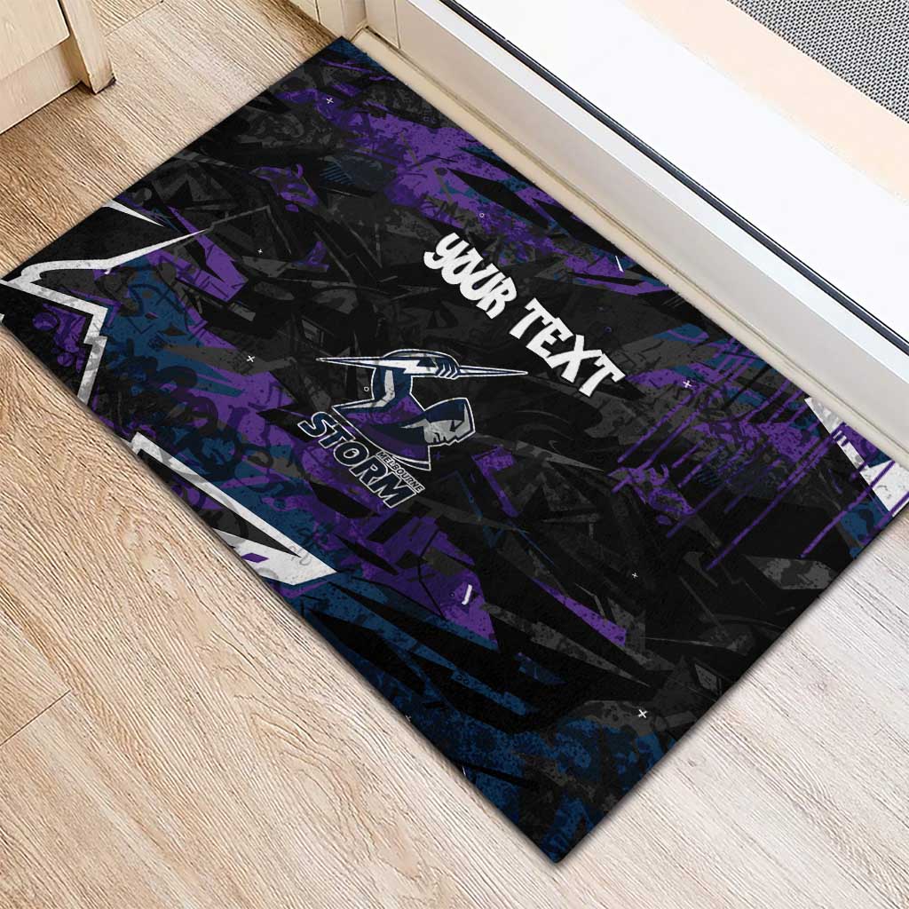 Personalized Melbourne Storm Rubber Doormat Graffiti Grunge Abstract Urban Street Style Design