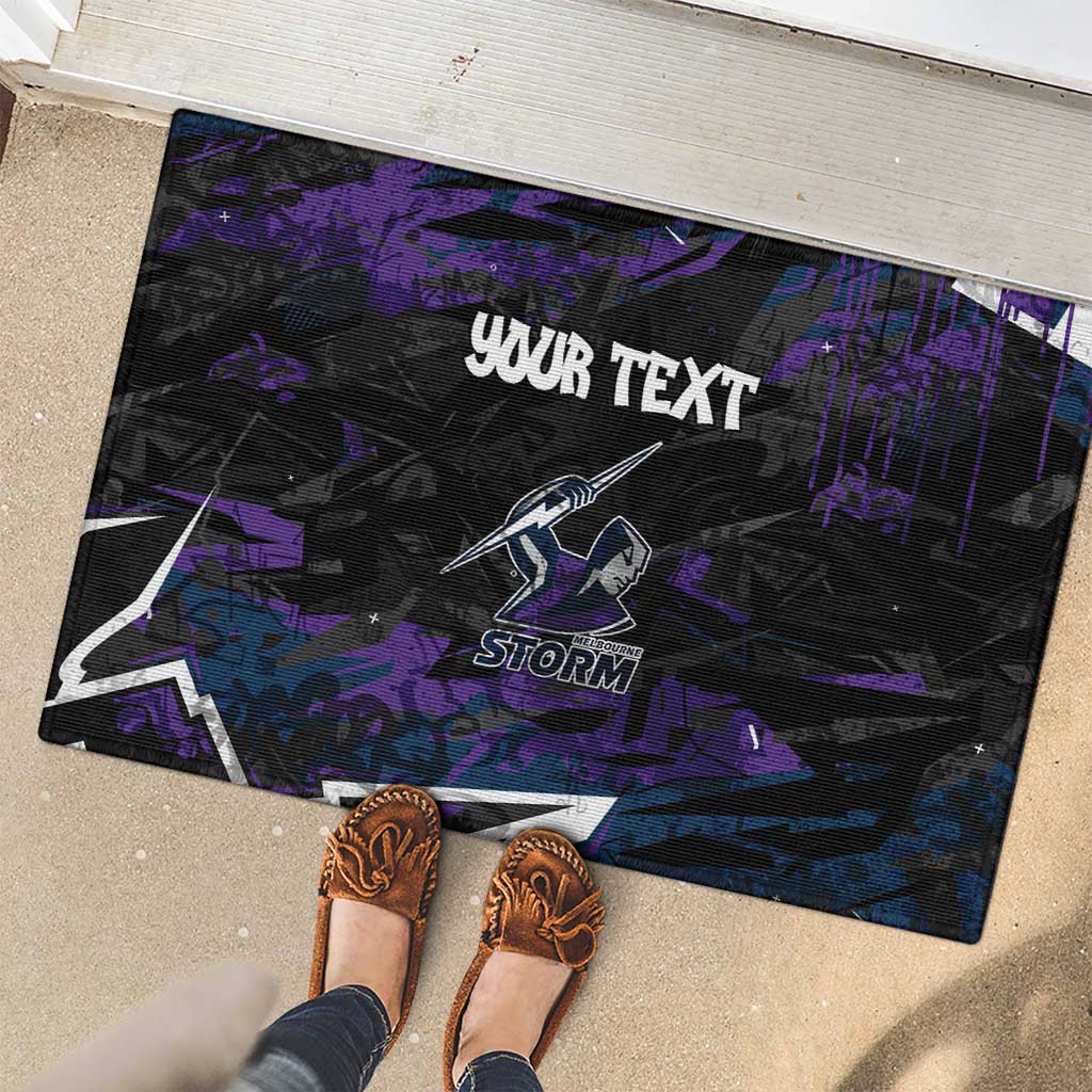 Personalized Melbourne Storm Rubber Doormat Graffiti Grunge Abstract Urban Street Style Design