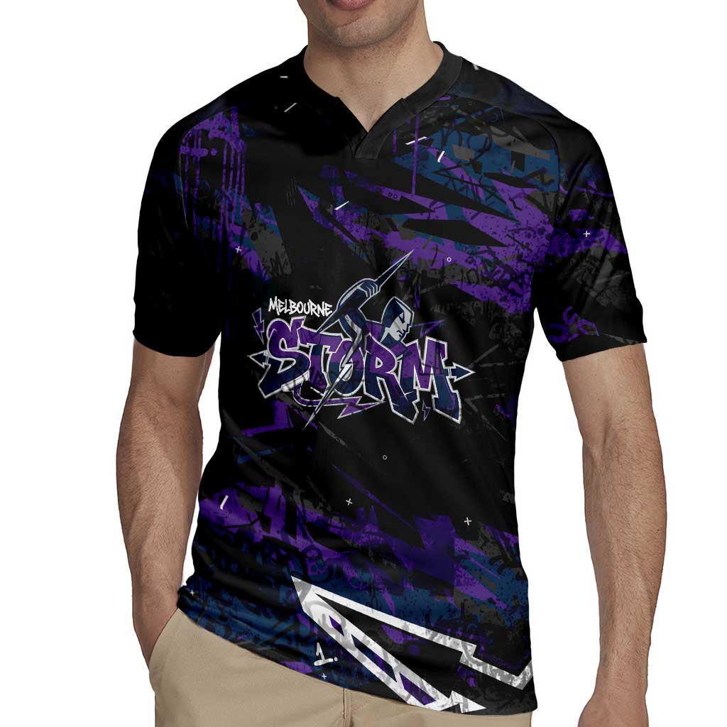 Personalized Melbourne Storm Rugby Jersey Graffiti Grunge Abstract Urban Street Style Design