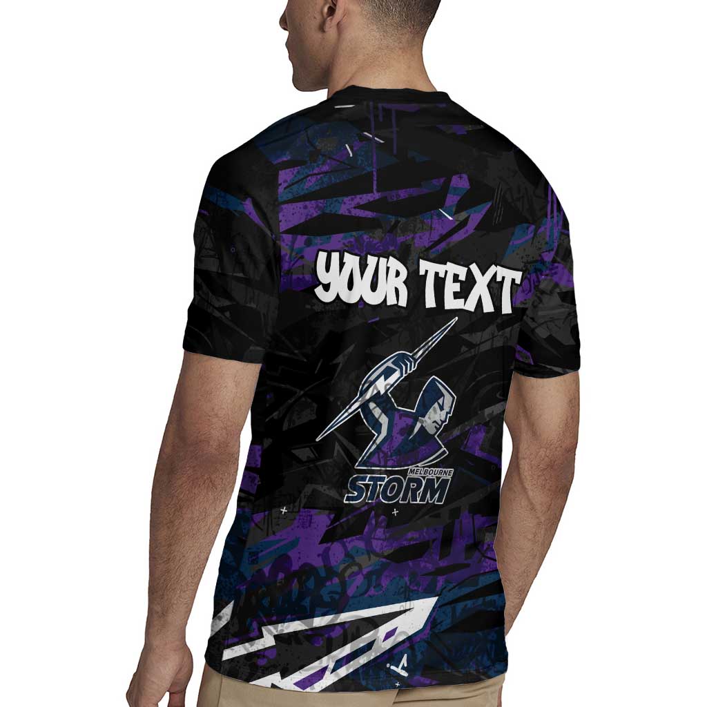 Personalized Melbourne Storm Rugby Jersey Graffiti Grunge Abstract Urban Street Style Design