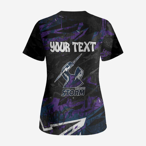 Personalized Melbourne Storm Scrub Top Graffiti Grunge Abstract Urban Street Style Design