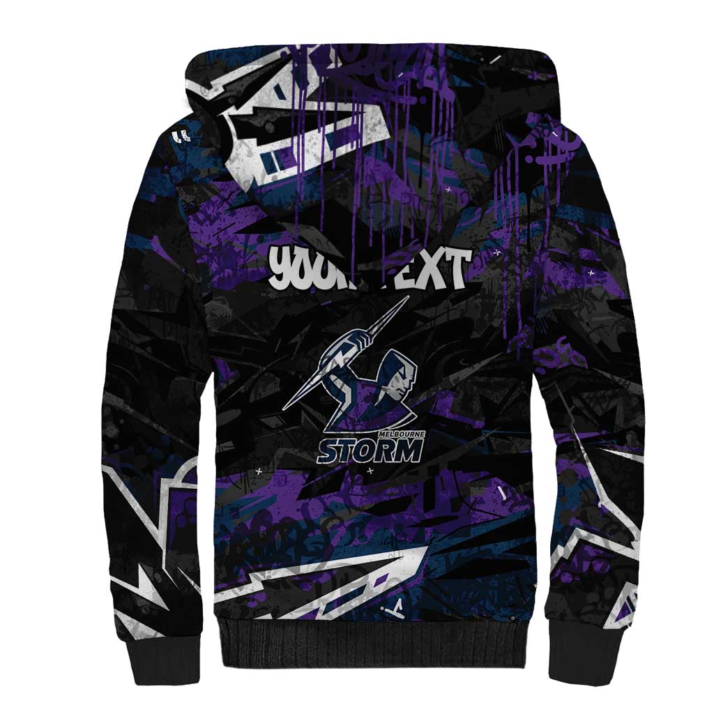 Personalized Melbourne Storm Sherpa Hoodie Graffiti Grunge Abstract Urban Street Style Design