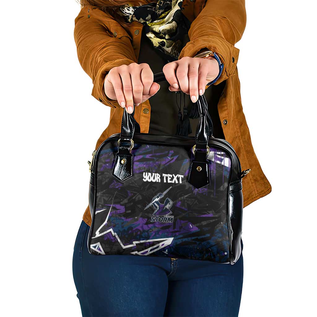 Personalized Melbourne Storm Shoulder Handbag Graffiti Grunge Abstract Urban Street Style Design