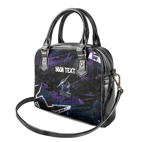 Personalized Melbourne Storm Shoulder Handbag Graffiti Grunge Abstract Urban Street Style Design