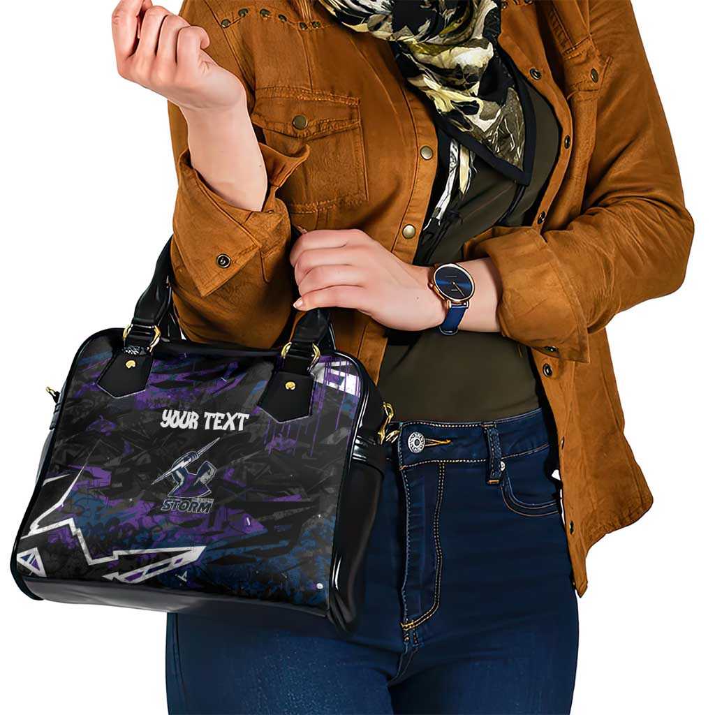 Personalized Melbourne Storm Shoulder Handbag Graffiti Grunge Abstract Urban Street Style Design