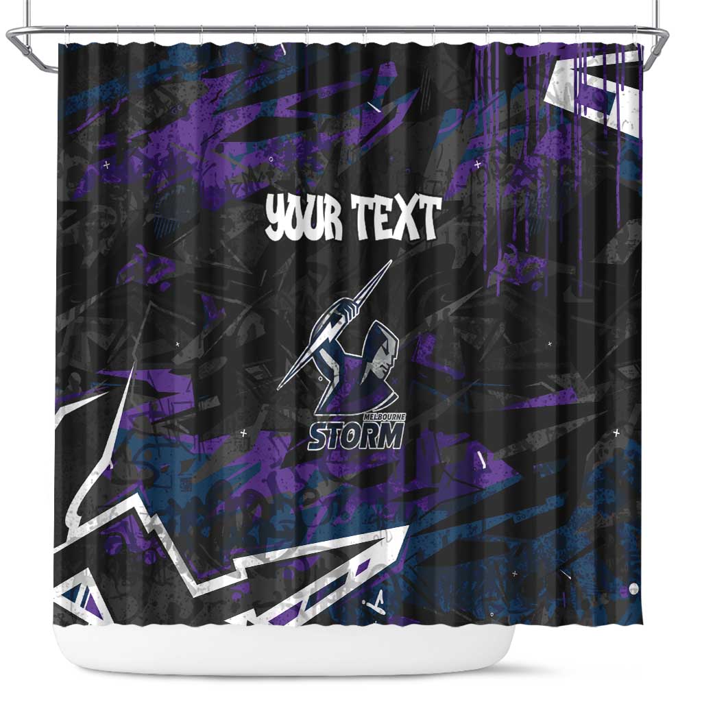 Personalized Melbourne Storm Shower Curtain Graffiti Grunge Abstract Urban Street Style Design