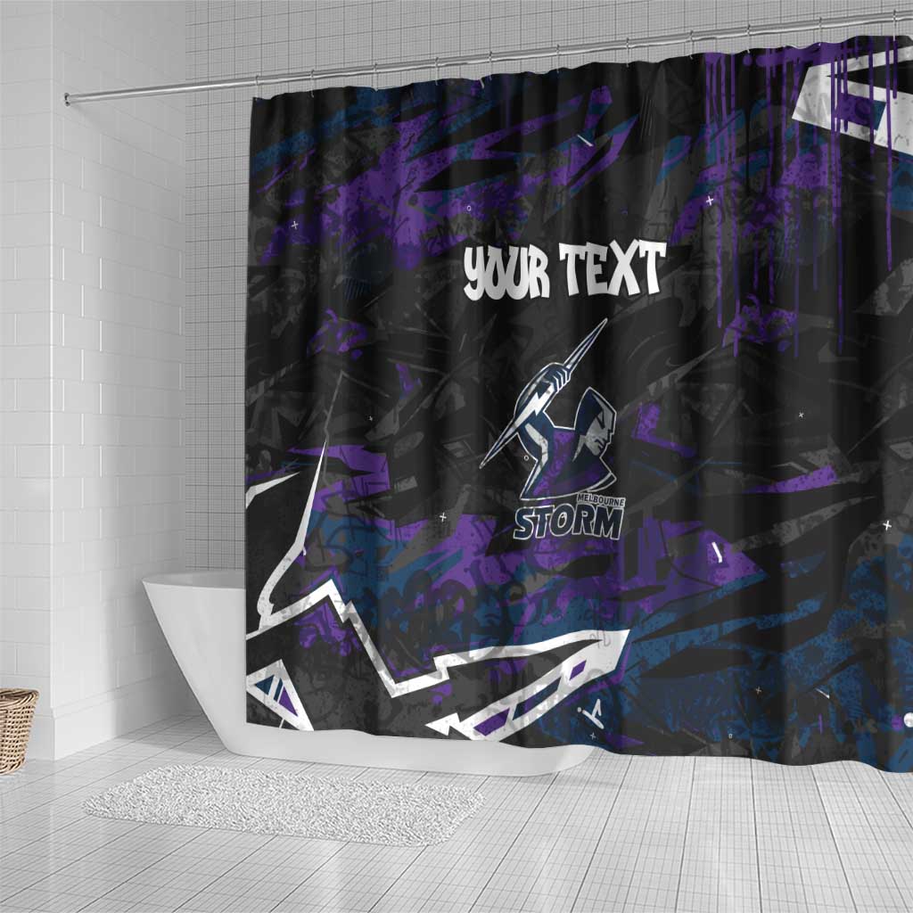 Personalized Melbourne Storm Shower Curtain Graffiti Grunge Abstract Urban Street Style Design