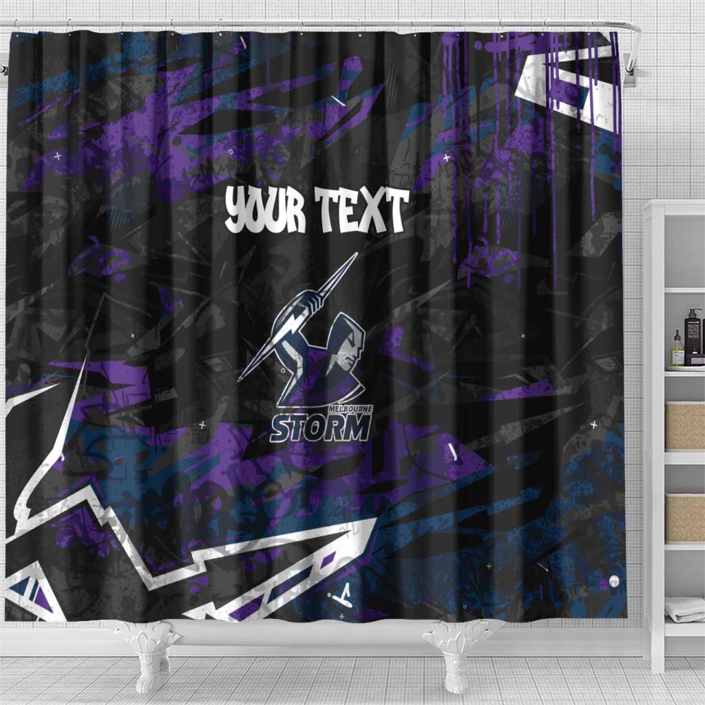 Personalized Melbourne Storm Shower Curtain Graffiti Grunge Abstract Urban Street Style Design