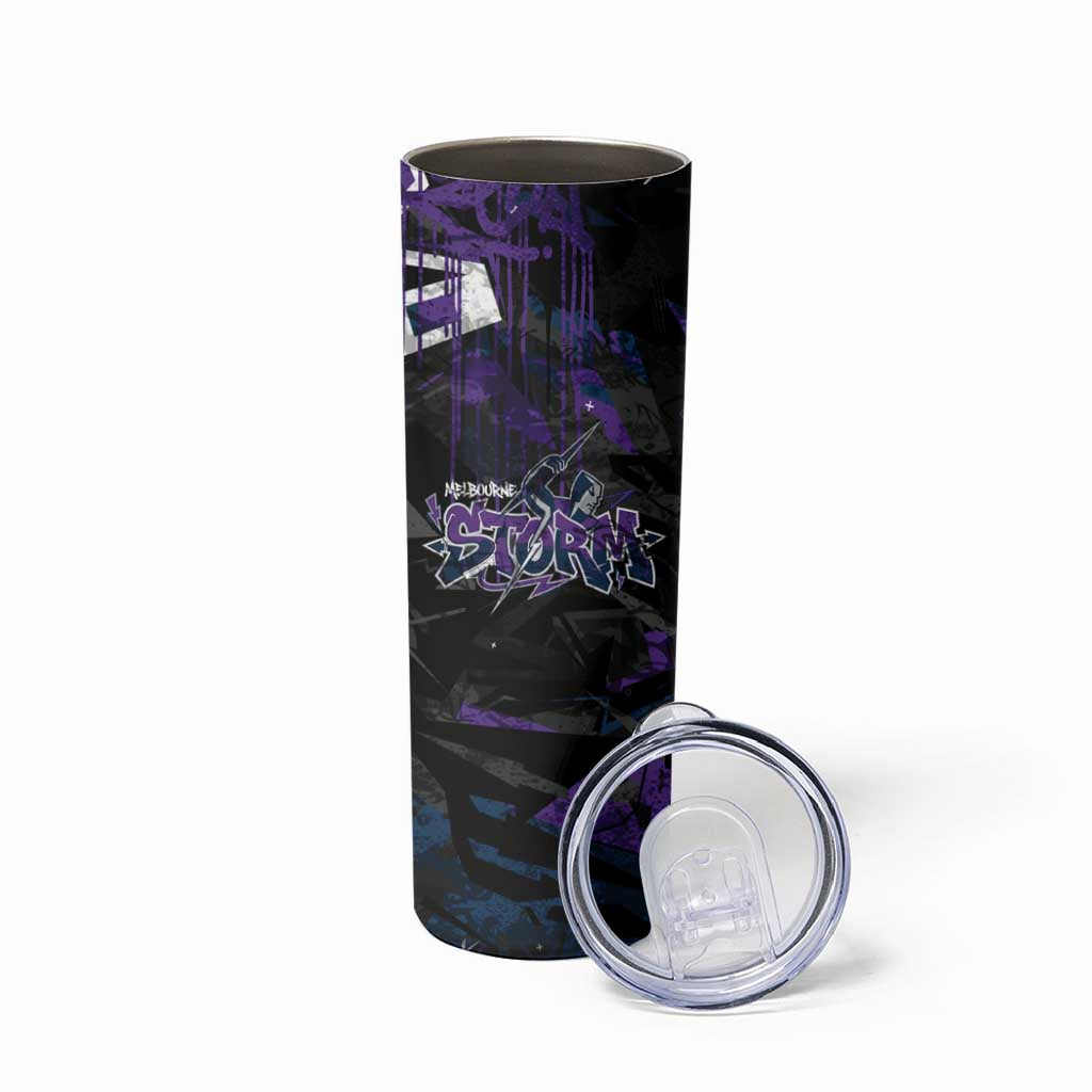 Personalized Melbourne Storm Skinny Tumbler Graffiti Grunge Abstract Urban Street Style Design