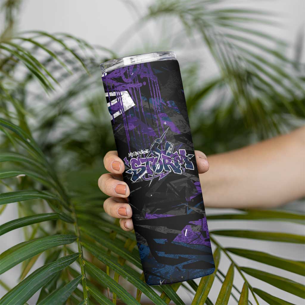 Personalized Melbourne Storm Skinny Tumbler Graffiti Grunge Abstract Urban Street Style Design
