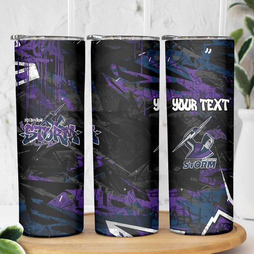 Personalized Melbourne Storm Skinny Tumbler Graffiti Grunge Abstract Urban Street Style Design