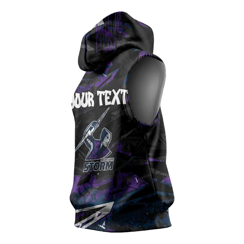 Personalized Melbourne Storm Sleeveless Hoodie Graffiti Grunge Abstract Urban Street Style Design