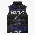 Personalized Melbourne Storm Sleeveless Puffer Jacket Graffiti Grunge Abstract Urban Street Style Design