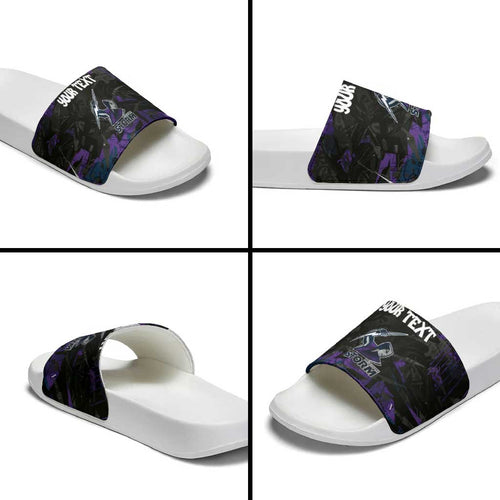 Personalized Melbourne Storm Slide Sandals Graffiti Grunge Abstract Urban Street Style Design