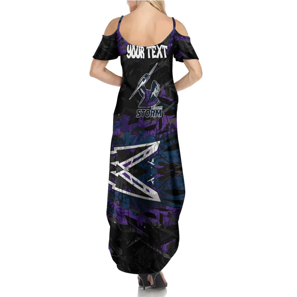 Personalized Melbourne Storm Summer Maxi Dress Graffiti Grunge Abstract Urban Street Style Design