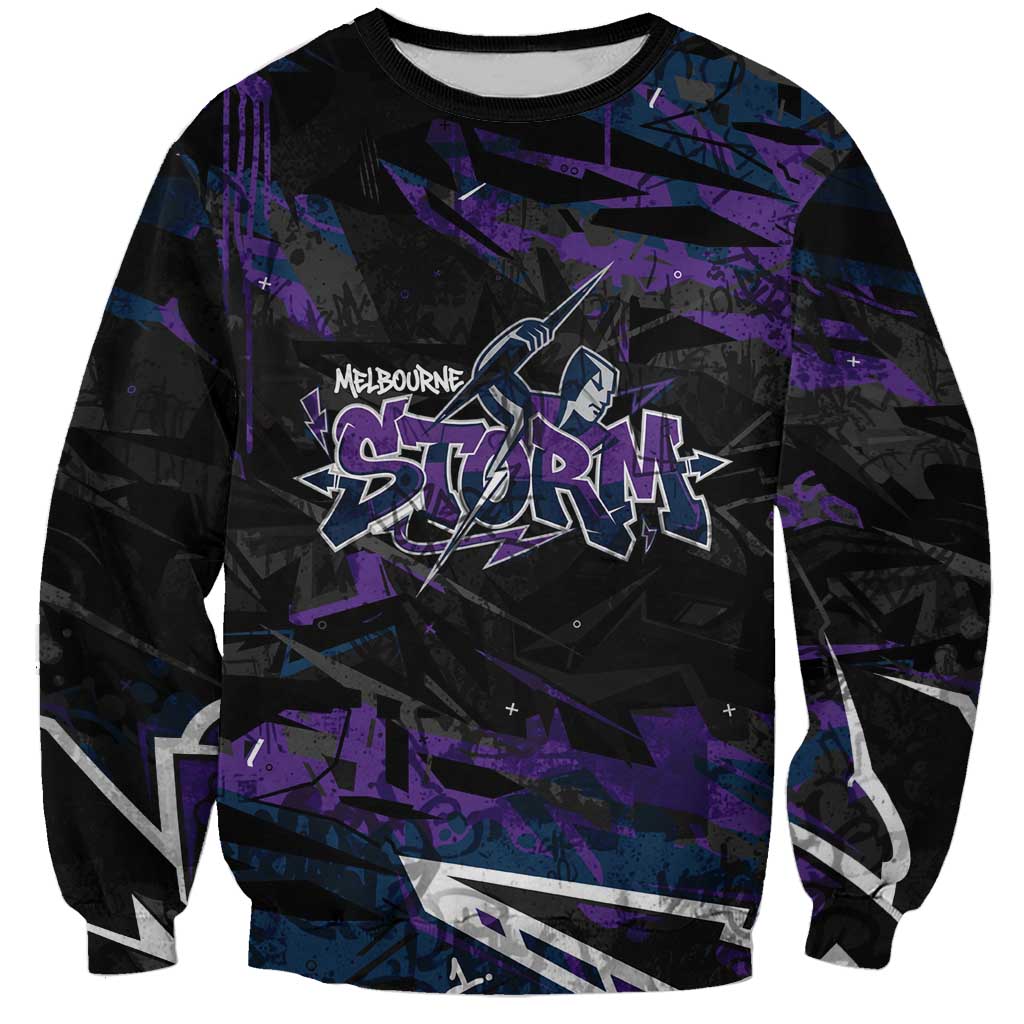 Personalized Melbourne Storm Sweatshirt Graffiti Grunge Abstract Urban Street Style Design