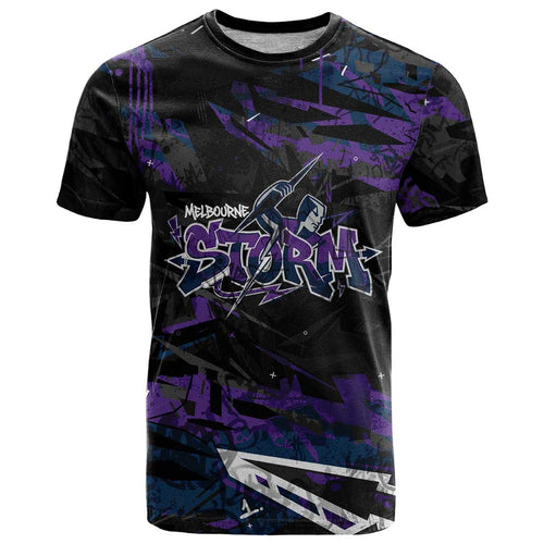 Personalized Melbourne Storm T Shirt Graffiti Grunge Abstract Urban Street Style Design