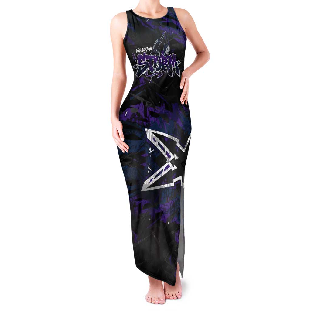 Personalized Melbourne Storm Tank Maxi Dress Graffiti Grunge Abstract Urban Street Style Design