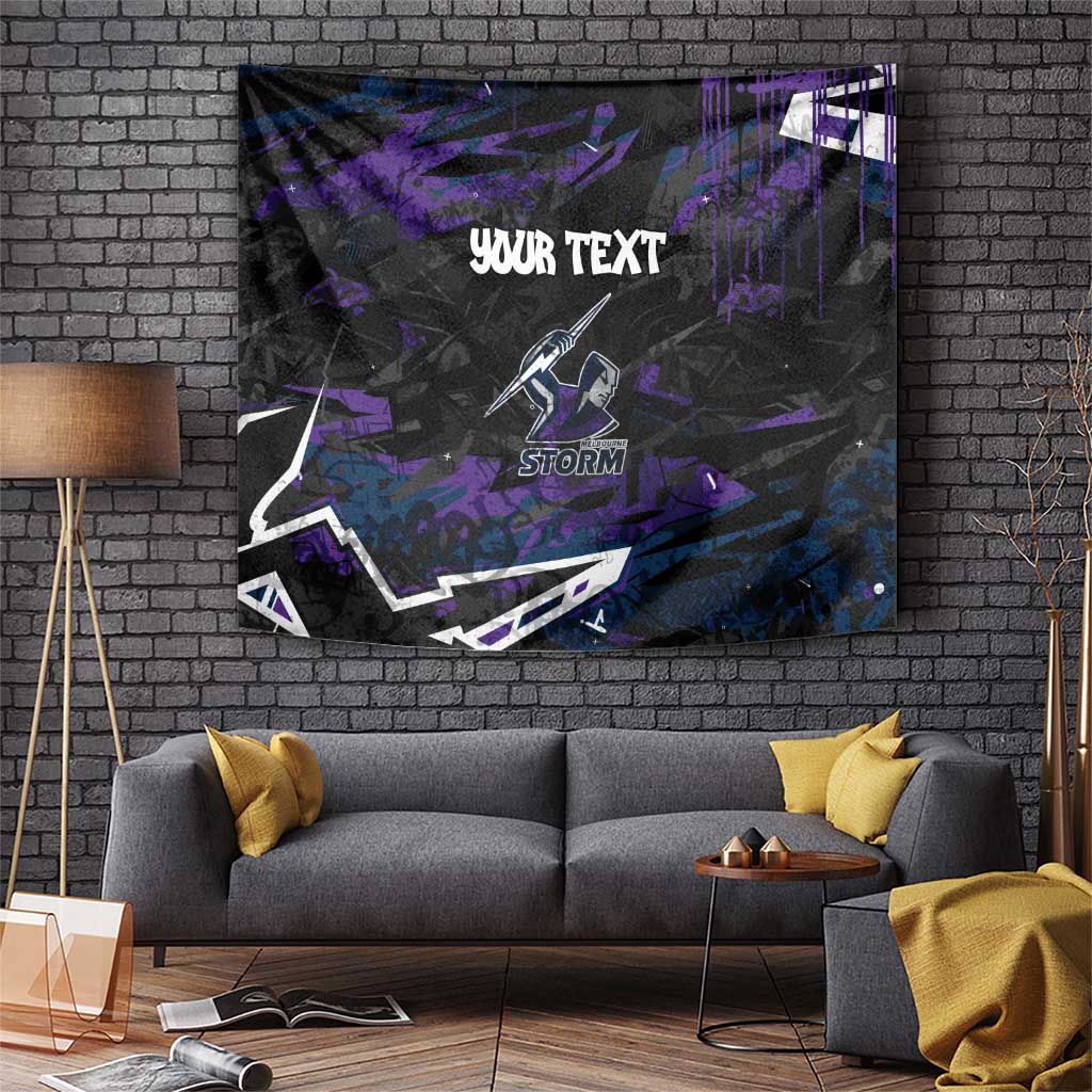 Personalized Melbourne Storm Tapestry Graffiti Grunge Abstract Urban Street Style Design