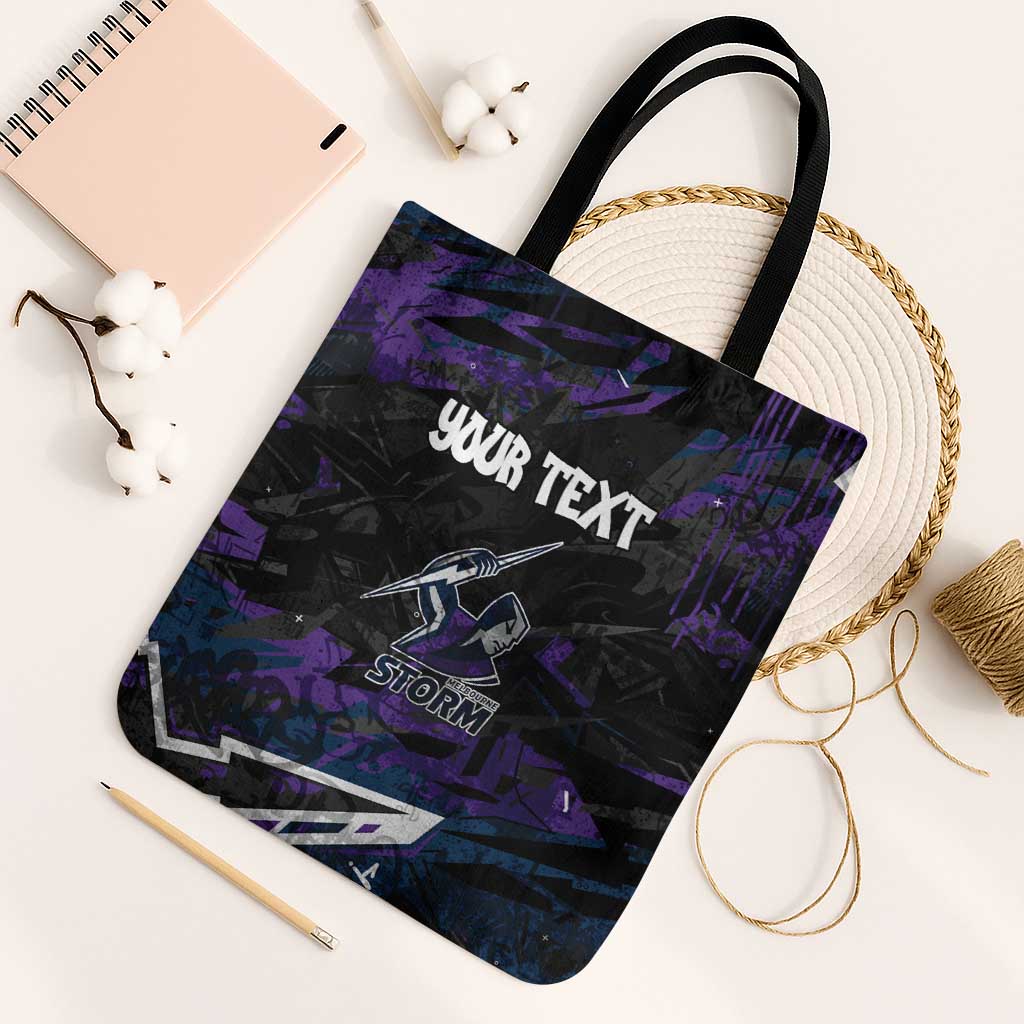 Personalized Melbourne Storm Tote Bag Graffiti Grunge Abstract Urban Street Style Design