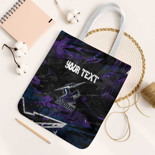 Personalized Melbourne Storm Tote Bag Graffiti Grunge Abstract Urban Street Style Design