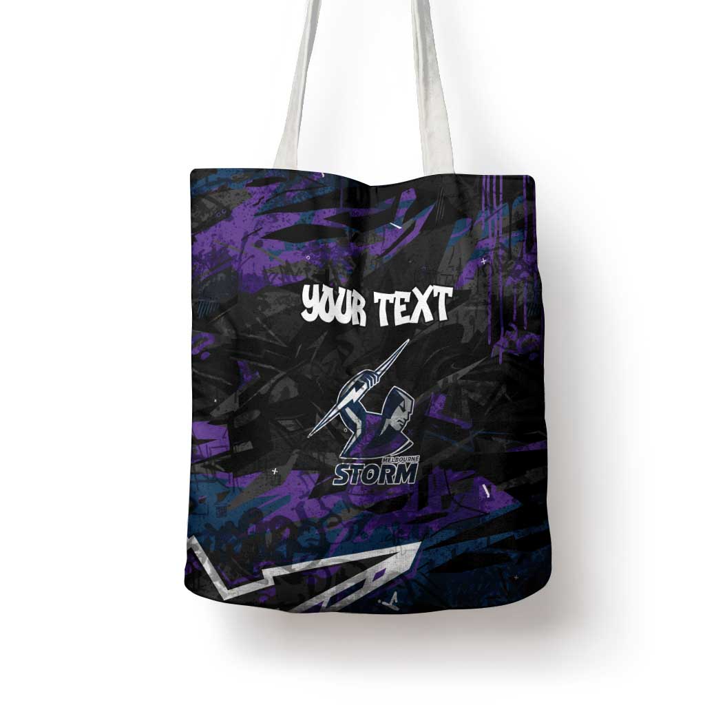 Personalized Melbourne Storm Tote Bag Graffiti Grunge Abstract Urban Street Style Design
